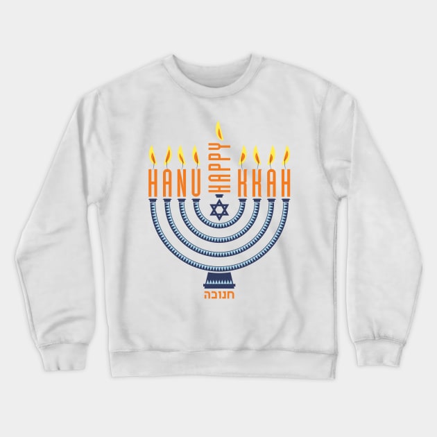 Happy Hanukkah Menorah Crewneck Sweatshirt by TeeTrafik